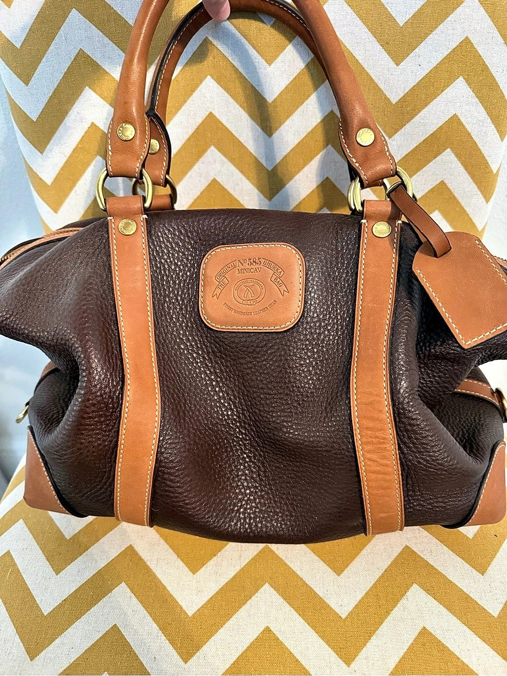 Ghurka Minicav Brown Pebbled Leather Satchel and Matching Wallet